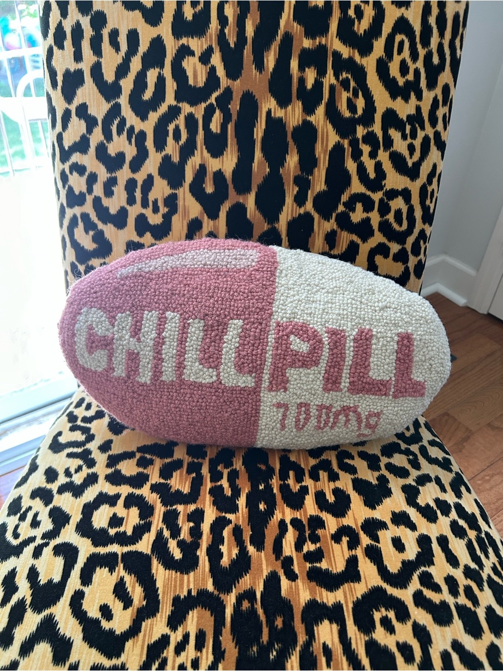 Pink and Cream CHILL PILL Decorative Pillow